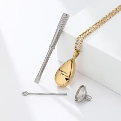 teardrop engraved name/photo locket necklace