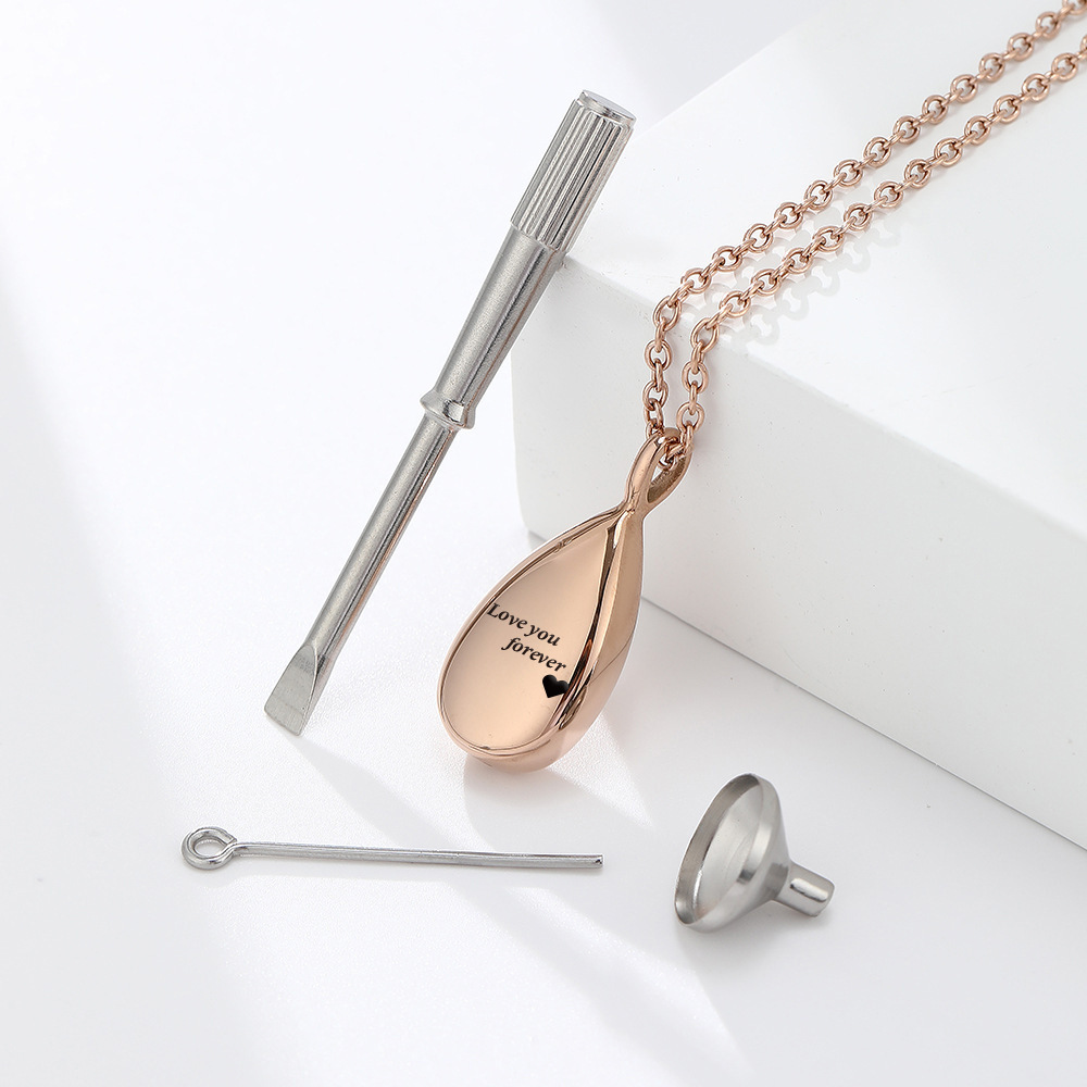 teardrop engraved name/photo locket necklace