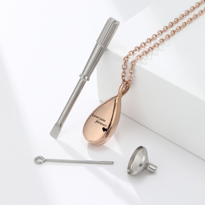 teardrop engraved name/photo locket necklace