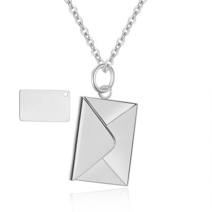 Envelope Engraved Letter Pendant Necklace