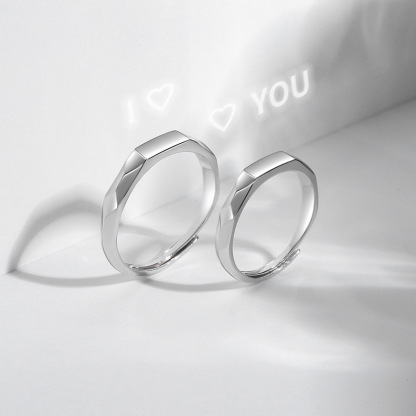 925 Sterling silver Hidden I love U Rings (2pcs) Best gift for lovers, boyfriend, girlfriend, couples