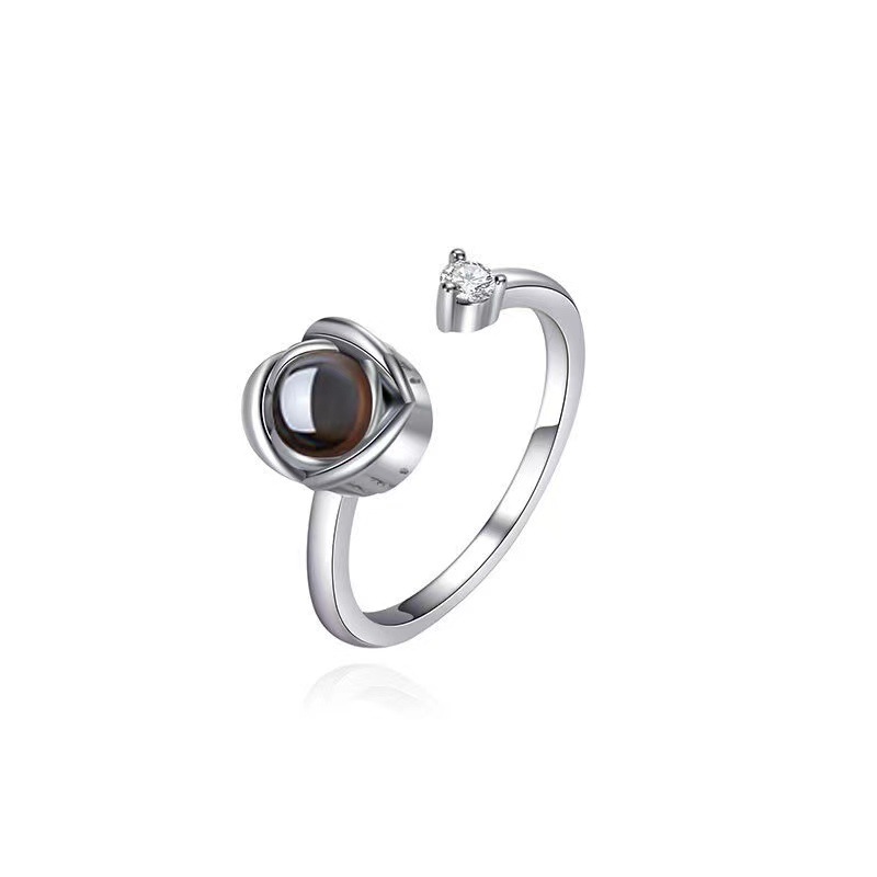 Rose Flower Projection Ring hidden photo ring Best gift for her