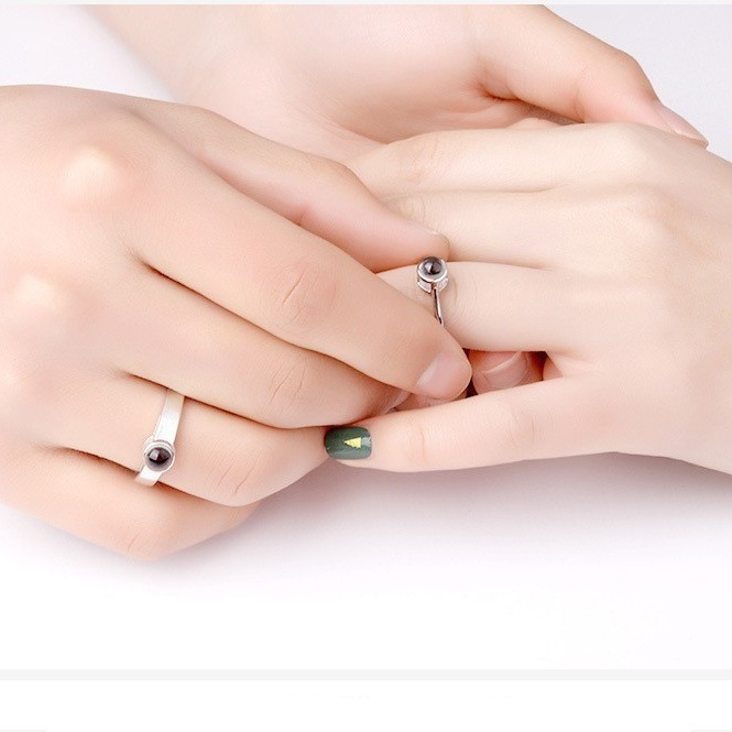 925 Sterling silver Mr & Mrs Projection Ring (2pcs) Best gift for lovers, boyfriend, girlfriend