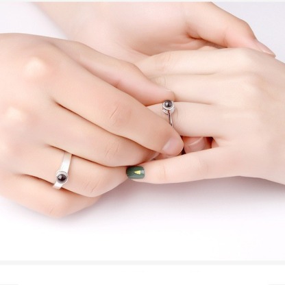 925 Sterling silver Mr & Mrs Projection Ring (2pcs) Best gift for lovers, boyfriend, girlfriend