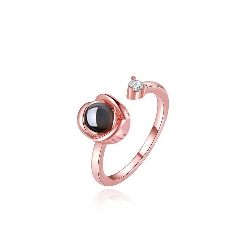 Rose Flower Projection Ring hidden photo ring Best gift for her