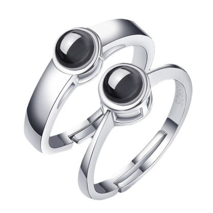 925 Sterling silver Mr & Mrs Projection Ring (2pcs) Best gift for lovers, boyfriend, girlfriend