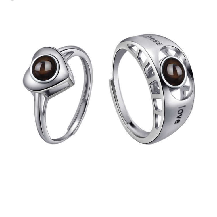 925 Sterling silver Couple Projection Rings (2pcs) Best gift for lovers, boyfriend, girlfriend, couples