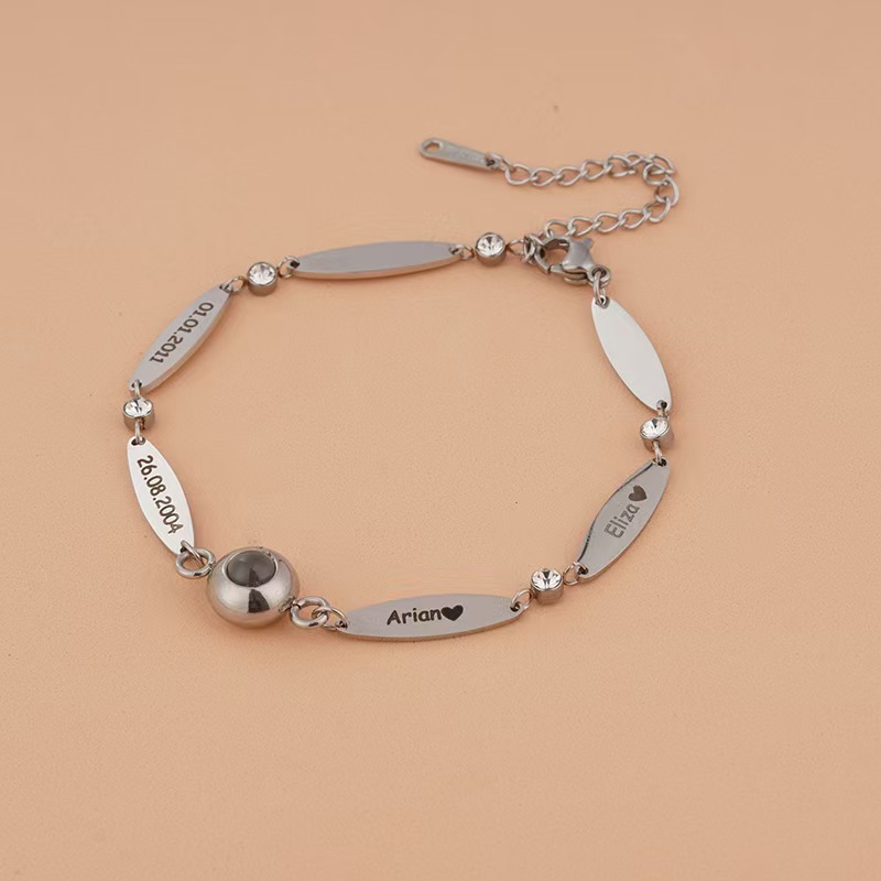  Names Birthstone Hidden Photo Bracelet