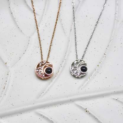 Midnight Moon 925 Sterling Silver Photo Projection Necklace