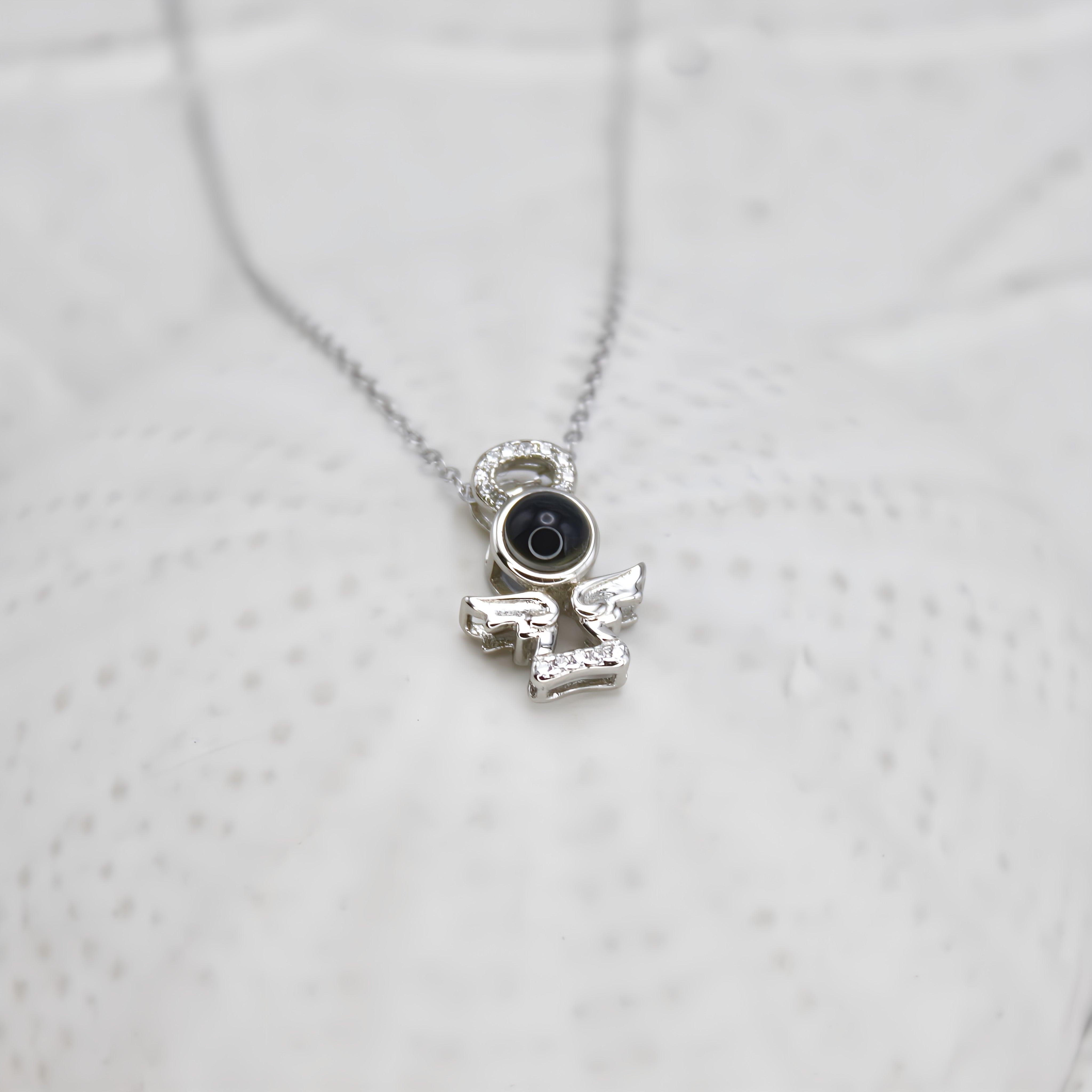 Small Angel 925 Sterling Silver Photo Projection Necklace