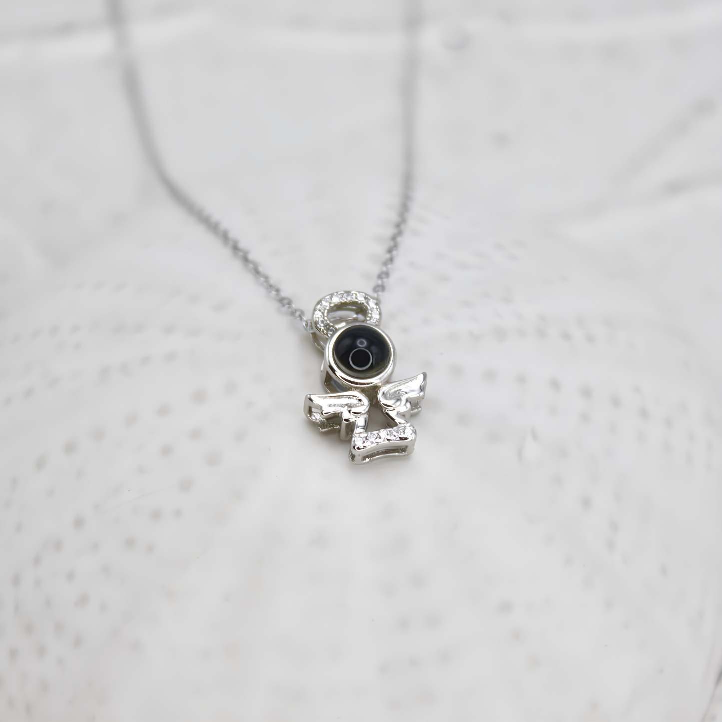 Small Angel 925 Sterling Silver Photo Projection Necklace