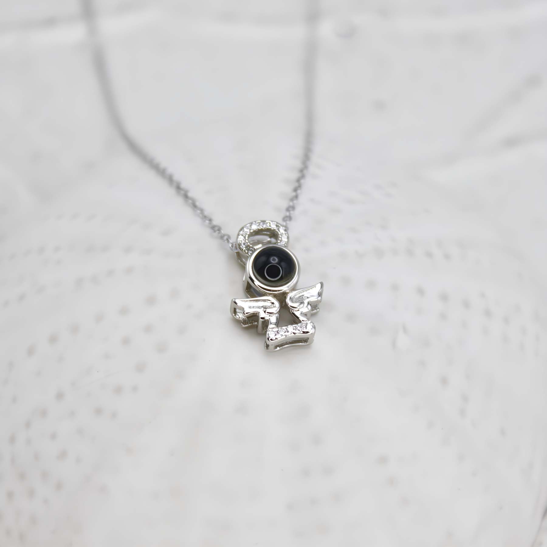 Small Angel 925 Sterling Silver Photo Projection Necklace