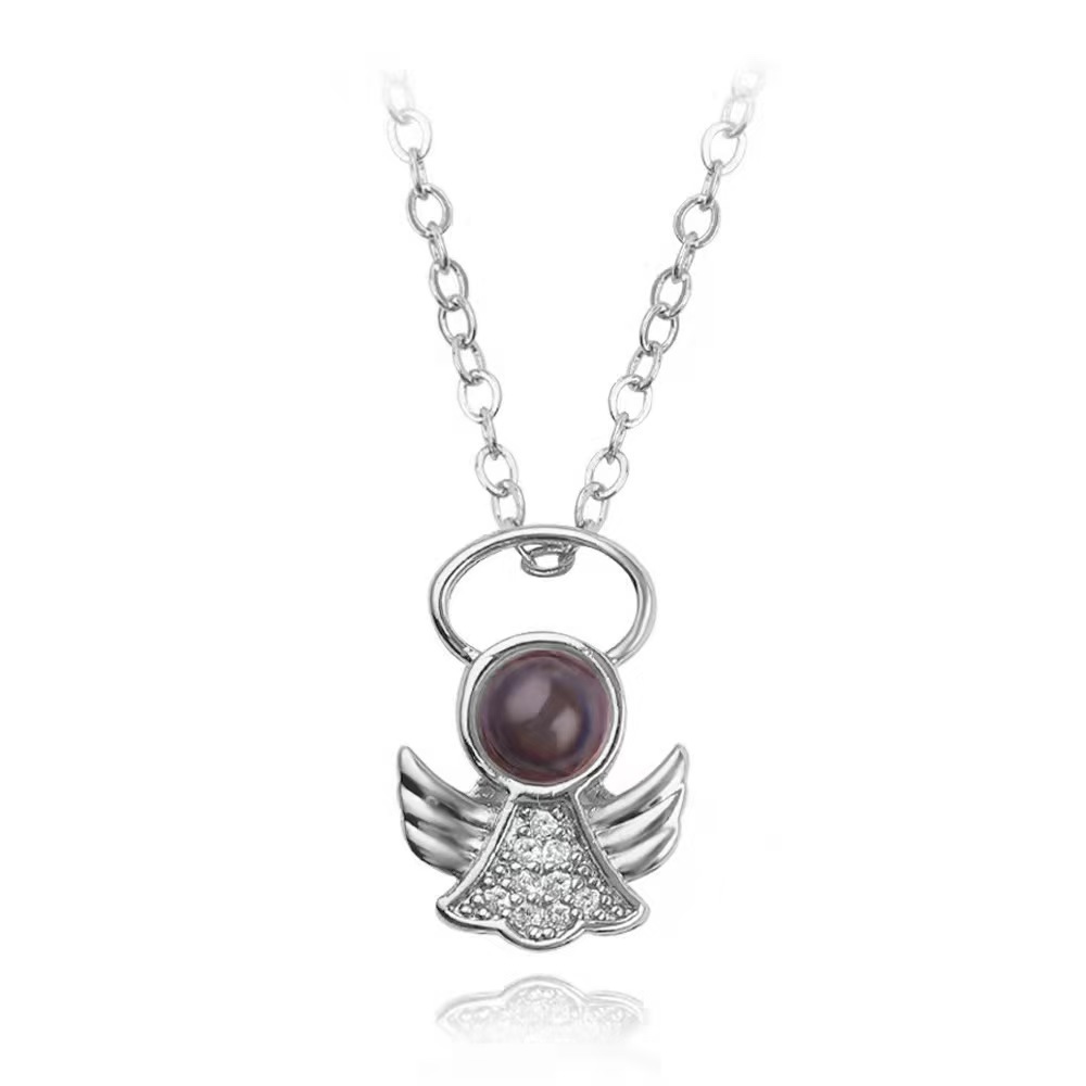 Angel 925 Sterling Silver Photo Projection Necklace
