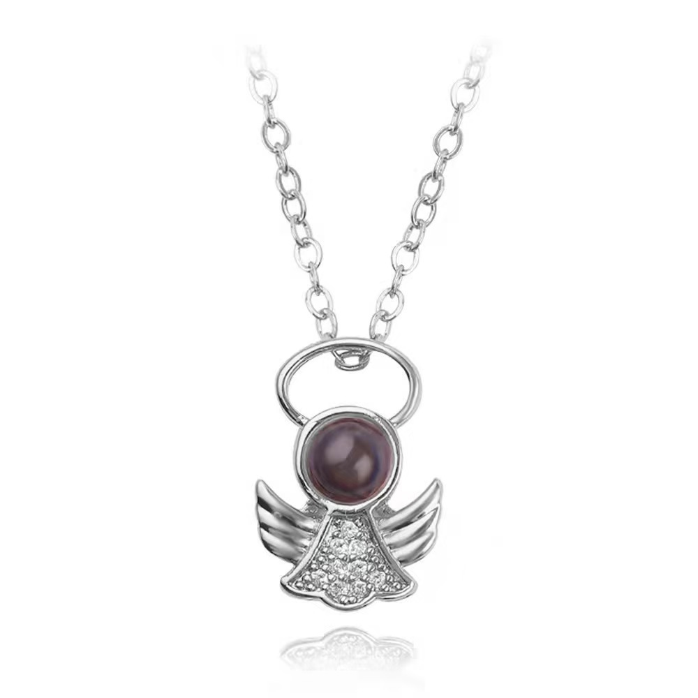 Angel 925 Sterling Silver Photo Projection Necklace