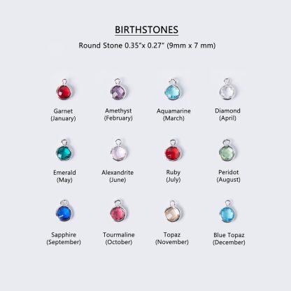 Personalized Birthstone Bracelet Custom Engraved Name Charm-GIFTEEHEE