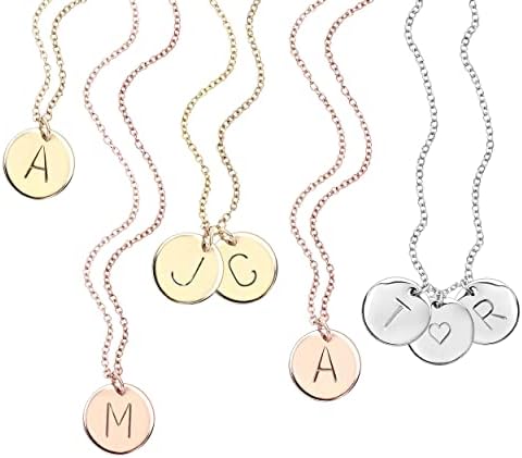 Delicate Initial Disc Necklace Mothers Day Jewelry Mother's Day Gift Rose Gold Initial Necklace B...