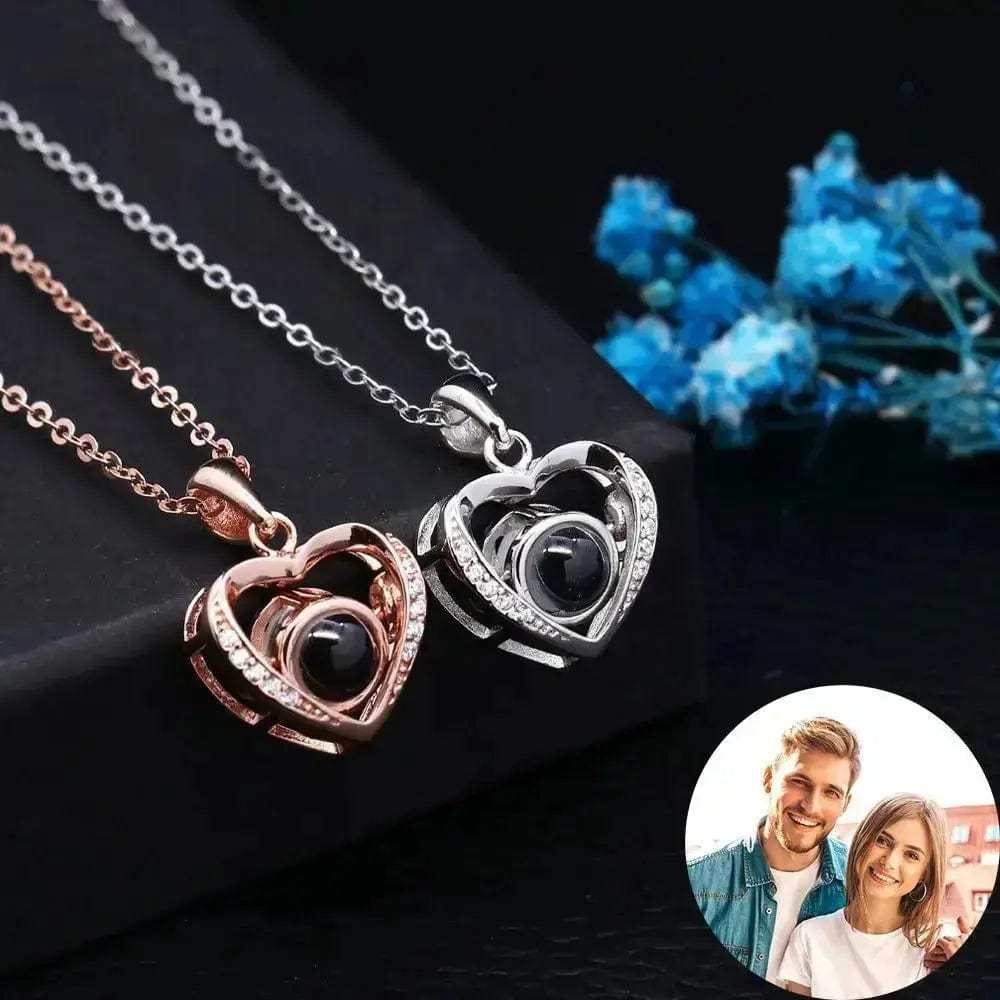 Birthday Gift 925 Sterling Silver Photo Projection Necklace
