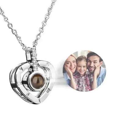 Birthday Gift 925 Sterling Silver Photo Projection Necklace
