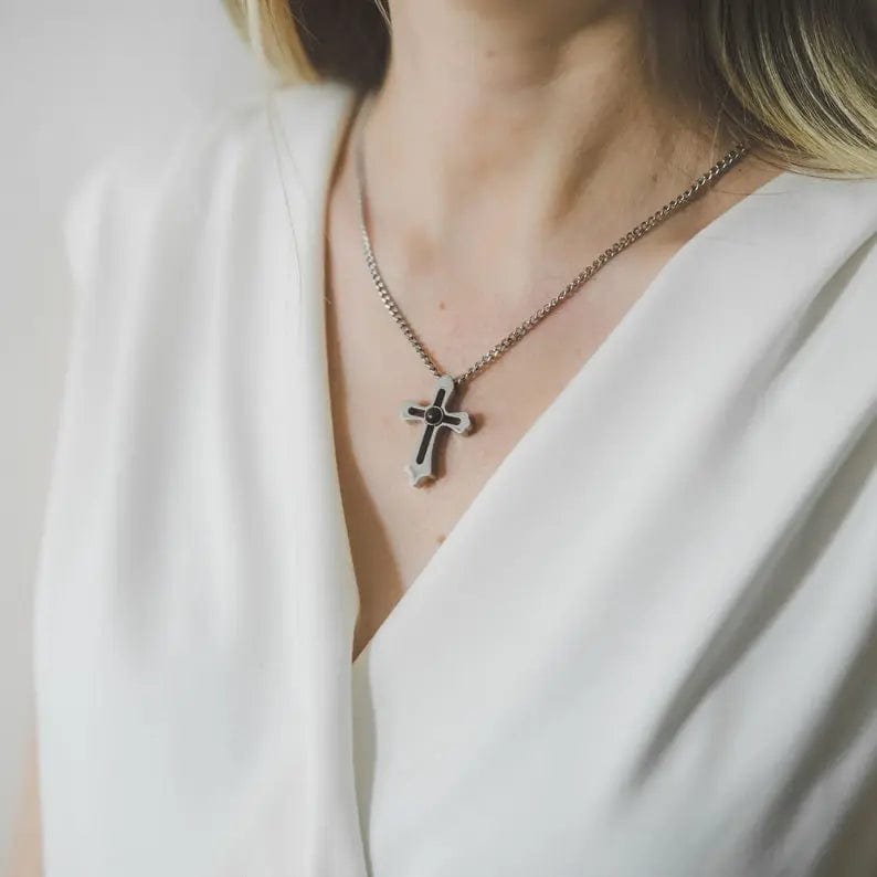Cross Pendant Hidden Photo Necklace