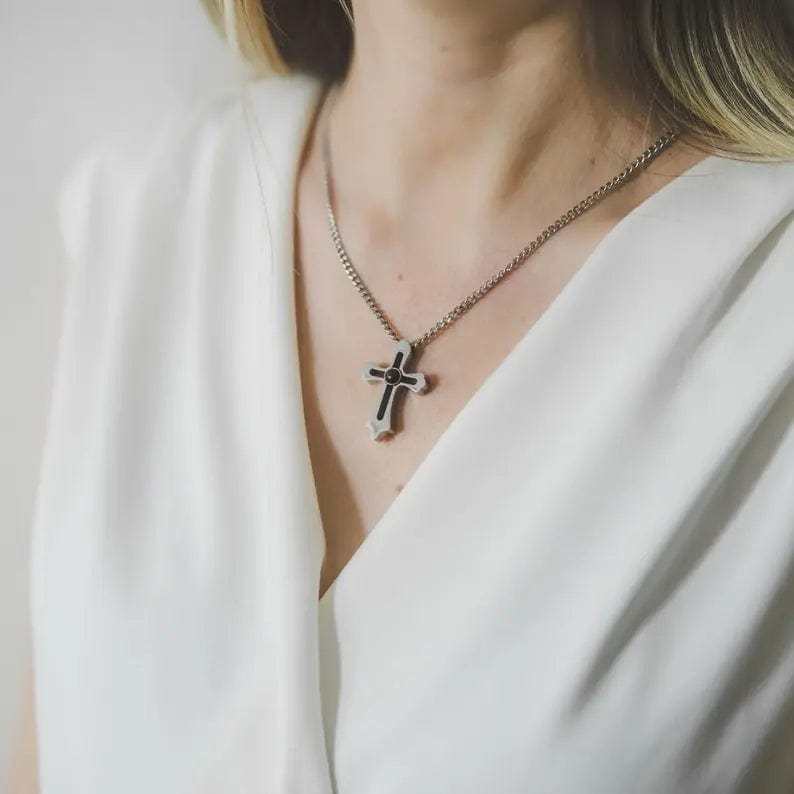 Cross Pendant Hidden Photo Necklace