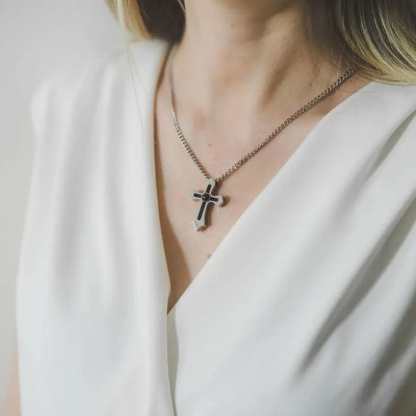 Cross Pendant Hidden Photo Necklace