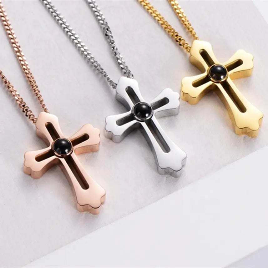 Cross Pendant Hidden Photo Necklace