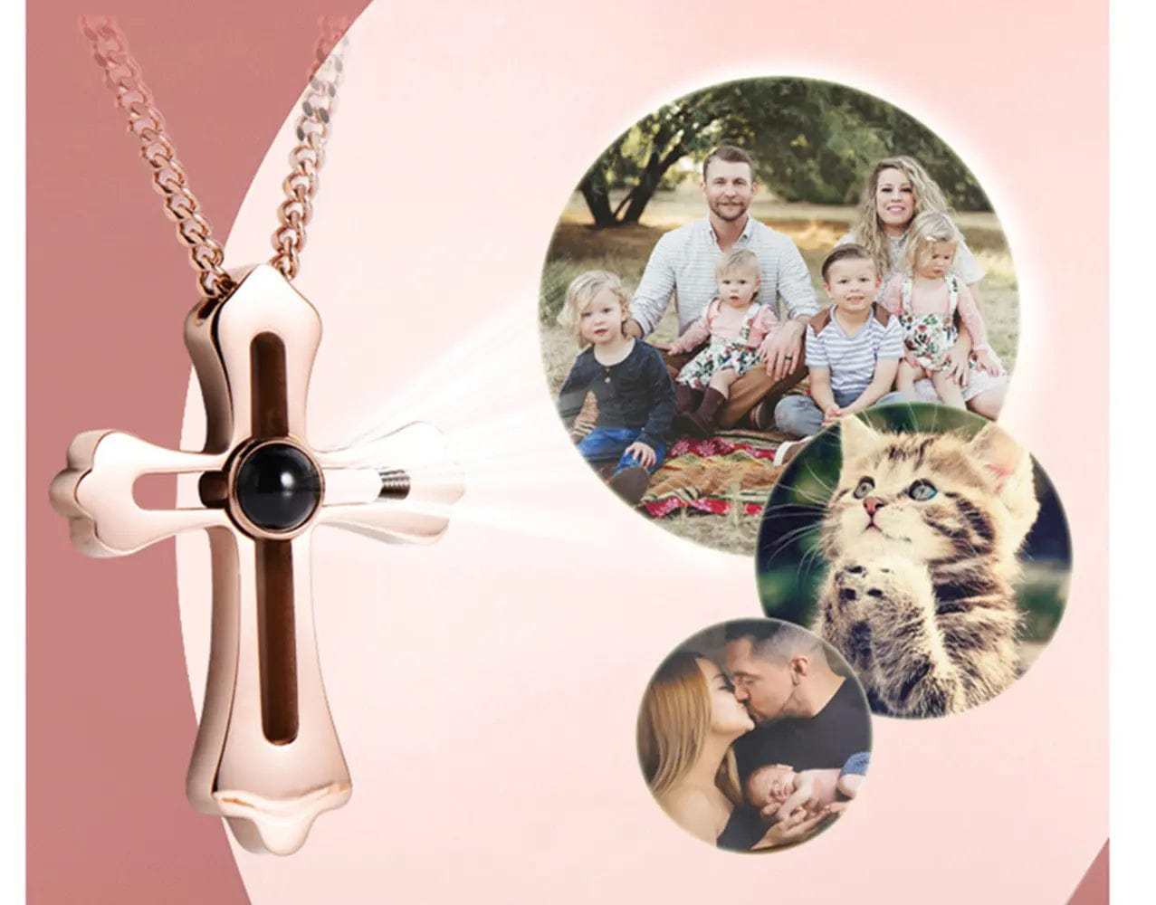 Cross Pendant Hidden Photo Necklace