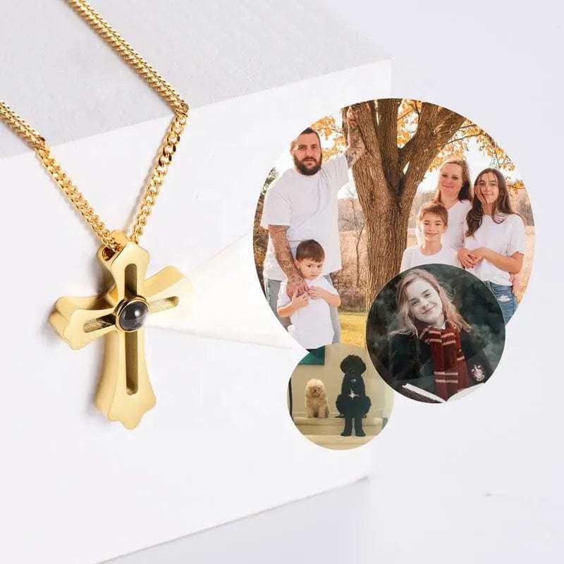 Cross Pendant Hidden Photo Necklace