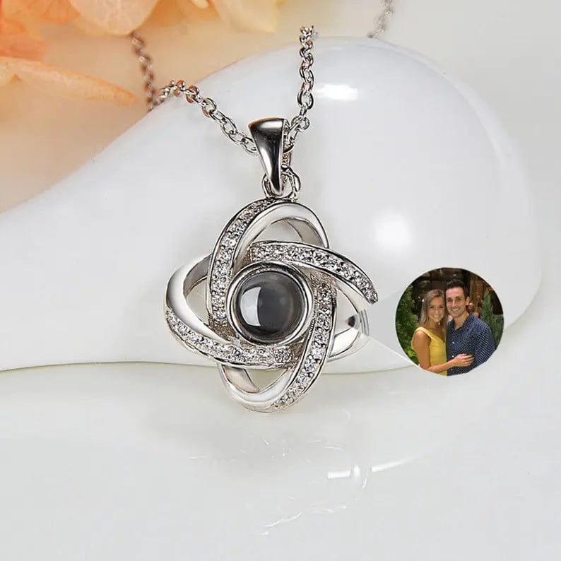 Diamond Zircon 925 Sterling Silver Photo Projection Necklace