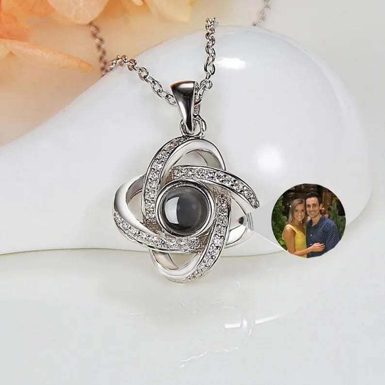 Diamond Zircon 925 Sterling Silver Photo Projection Necklace