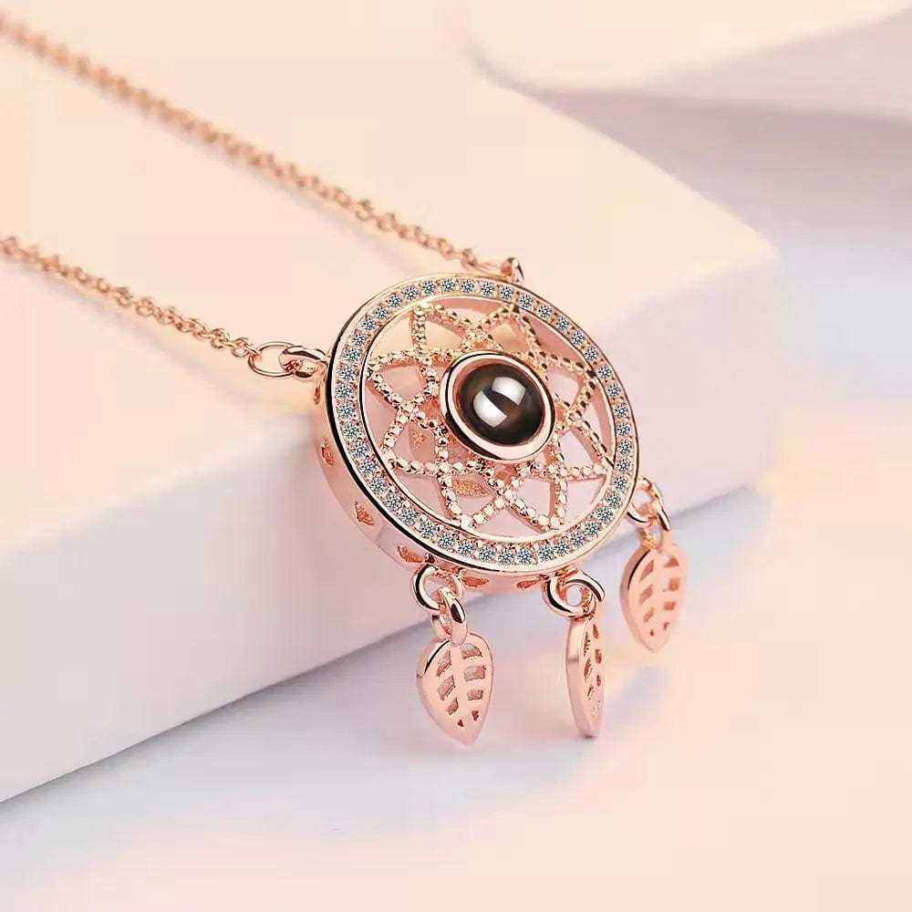 Custom Dream Catcher Zircon Hidden Photo Necklace