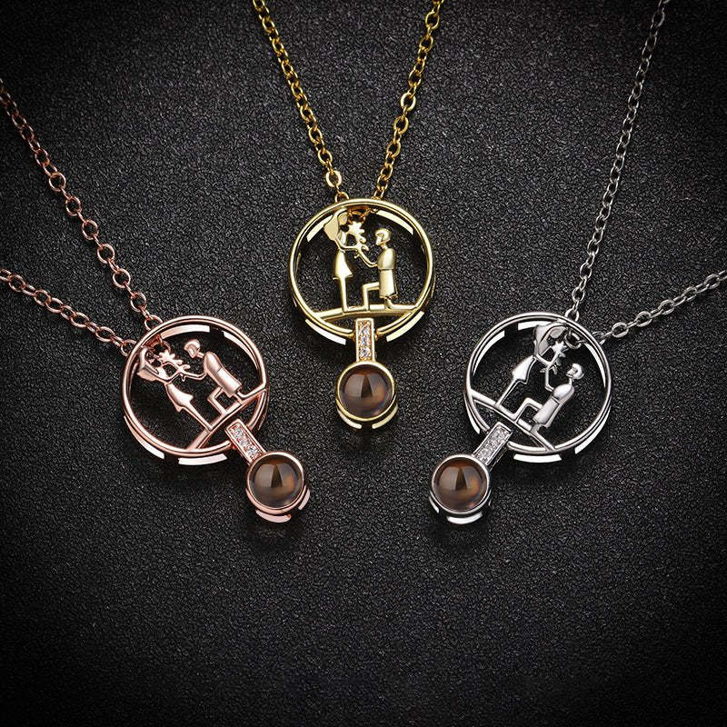 Eternal Affection 925 Sterling Silver Projection Necklace
