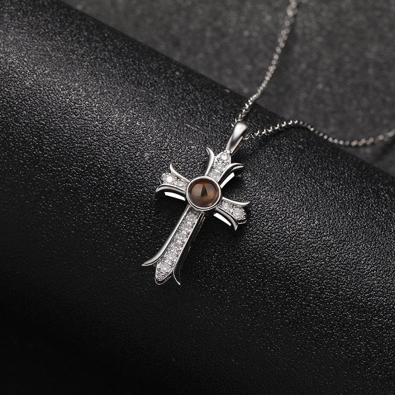 Eternal Cross 925 Sterling Silver Projection Necklace