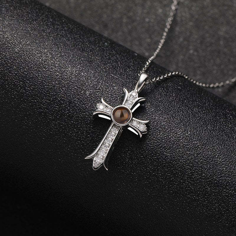 Eternal Cross 925 Sterling Silver Projection Necklace