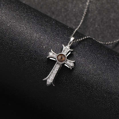 Eternal Cross 925 Sterling Silver Projection Necklace