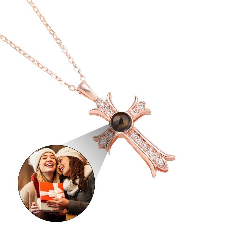 Eternal Cross 925 Sterling Silver Projection Necklace