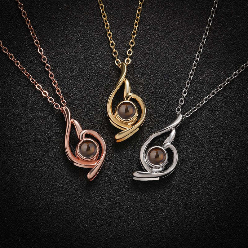 Flame of Memories 925 Sterling Silver Photo Projection Necklace