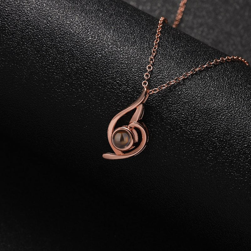 Flame of Memories 925 Sterling Silver Photo Projection Necklace