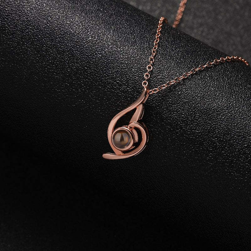 Flame of Memories 925 Sterling Silver Photo Projection Necklace