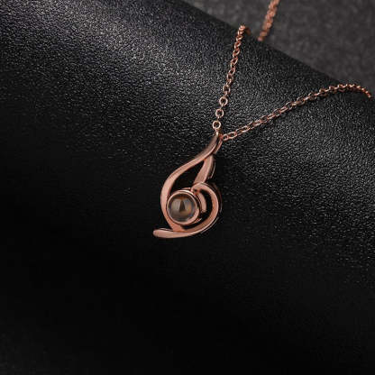 Flame of Memories 925 Sterling Silver Photo Projection Necklace