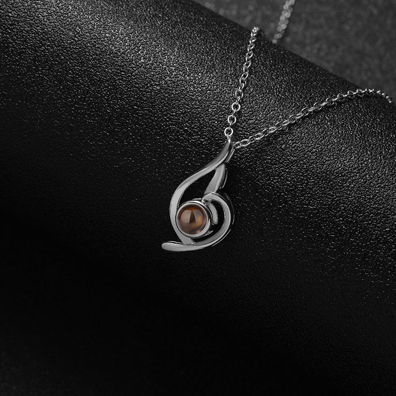 Flame of Memories 925 Sterling Silver Photo Projection Necklace