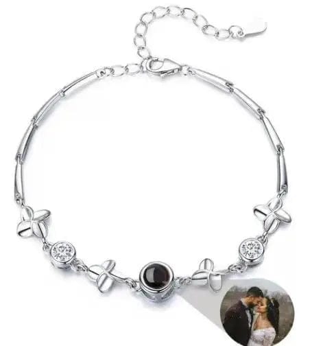 Four-Leaf Clover Zircon Hidden Photo Bracelet