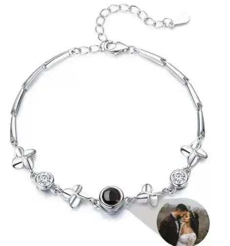 Four-Leaf Clover Zircon Hidden Photo Bracelet