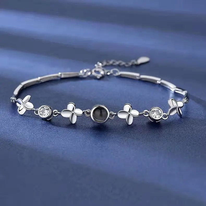  Four-Leaf Clover Zircon Hidden Photo Bracelet