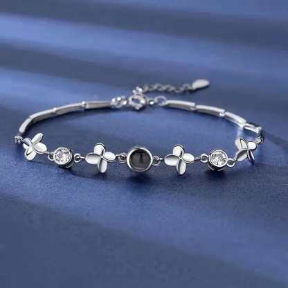  Four-Leaf Clover Zircon Hidden Photo Bracelet