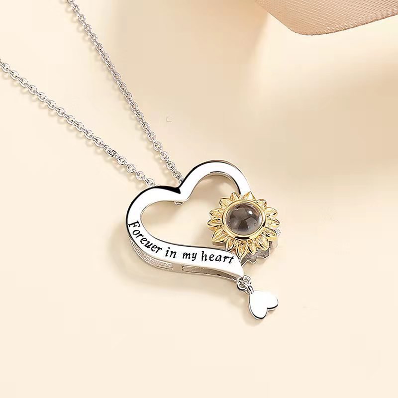 Heart of Sunlight 925 Sterling Silver Photo Projection Necklace