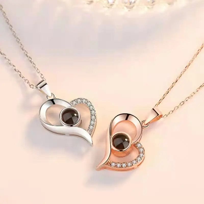 Heart Drop 925 Sterling Silver Photo Projection Necklace