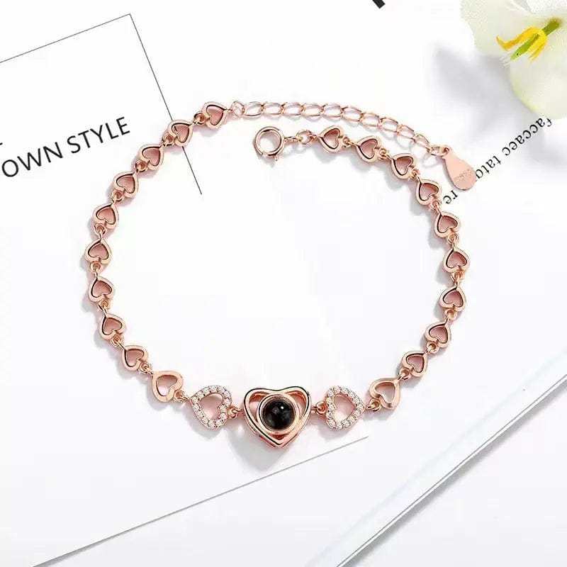 Heart Zircon Hidden Photo Bracelet