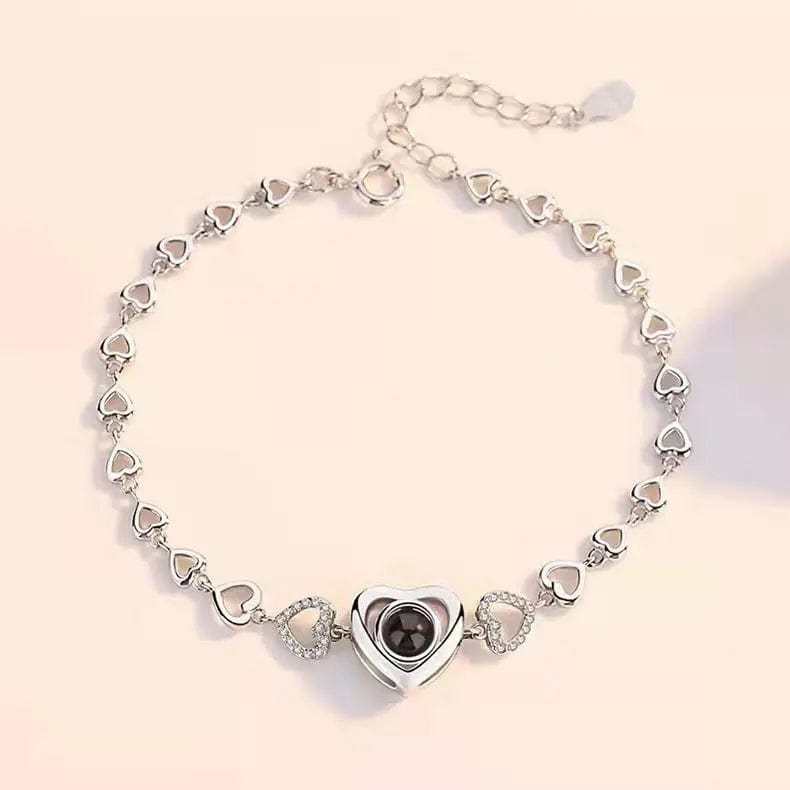 Heart Zircon Hidden Photo Bracelet