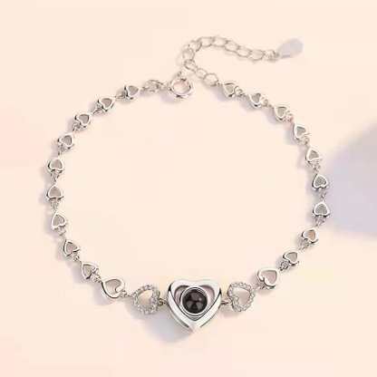  Heart Zircon Hidden Photo Bracelet